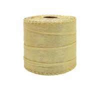 WENH Cinta de yute con brillo dorado de arpillera con borde cableado de 2-1/2 pulgadas y 63mm for boda, Navidad, embalaje de decoración DIY casero(03)