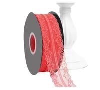 WENH Cinta envuelta hueca de encaje, envuelta en flores, cinta for hornear pasteles, accesorios de prendas de vestir de encaje floral a mano, 49 yardas(W 4CM-Red)