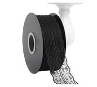 WENH Cinta envuelta hueca de encaje, envuelta en flores, cinta for hornear pasteles, accesorios de prendas de vestir de encaje floral a mano, 49 yardas(W 4.7CM-Black)