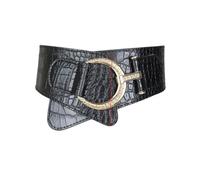 WENH Cinturón decorativo de moda for mujer, cinturón elástico ancho for uso diario(Black)
