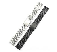 WENH Correa de reloj de 20 mm y 22 mm con extremo plano de acero inoxidable y hebilla de mariposa sólida, correa de repuesto for reloj.(22mm)