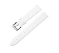 WENH Correa de reloj de cuero 12 mm 14 mm 16 mm 18 mm 20 mm 22 mm Correa de reloj de cuero con hebilla plateada(WHITE,12mm-0.47in)
