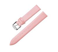 WENH Correa de reloj de cuero 12 mm 14 mm 16 mm 18 mm 20 mm 22 mm Correa de reloj de cuero con hebilla plateada(Pink,12mm-0.47in)
