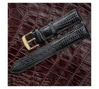 WENH Correa de reloj de cuero de moda con patrón, hebilla de Pin, correa de reloj for mujer y hombre, 12mm, 14mm, 16mm, 18mm, 20mm, 22mm y 24mm(Black Gold,16mm)