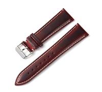 WENH Correa de reloj de cuero encerado al óleo Vintage, 18mm, 19mm, 20mm, 21mm, 22mm, accesorios de correa de cuero de vaca con capa principal, hebilla de Pin(Dark Red,19mm)