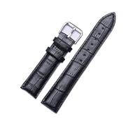 WENH Correa de reloj de repuesto, correa de cuero a prueba de sudor, pulsera de reloj con hebilla de oro amarillo, varios colores disponibles(Black Silver,20mm)