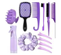 WENH Juego de 12 botellas rociadoras de silicona, cepillo for lavar el cabello, cepillo for cejas, peine de cola de ratón, pinza for boca de pato, anillo for el cabello, juego de herramientas especial