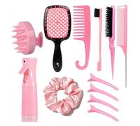 WENH Juego de 12 botellas rociadoras de silicona, cepillo for lavar el cabello, cepillo for cejas, peine de cola de ratón, pinza for boca de pato, anillo for el cabello, juego de herramientas especial