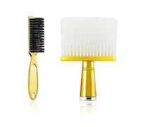 WENH Juego de 2 cepillos de cuello de peluquero negros, cepillos for cortar el pelo, plumero, afeitadora, cortadora de pelo, cepillo de limpieza, herramientas for peinar la barba de hombre(Gold)
