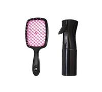 WENH Juego de 2 piezas de botella pulverizadora for peluquería, juego de peine, cepillo for desenredar el cabello, peine desenredante, barbería, herramientas profesionales de peluquería(Black set)