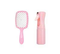 WENH Juego de 2 piezas de botella pulverizadora for peluquería, juego de peine, cepillo for desenredar el cabello, peine desenredante, barbería, herramientas profesionales de peluquería(Pink set)