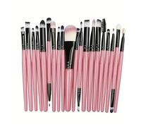 WENH Juego de 20 brochas de maquillaje profesionales: cerdas sintéticas suaves for base, sombras de ojos y más; pelo de nailon hipoalergénico(Pink)