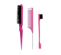 WENH Juego de 3 peines for peinar el cabello, cepillo for cardar el cabello, peine triple for cardar, peines de cola de rata, cepillo de borde, herramientas for la cola del cabello, herramienta for tr