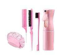 WENH Juego de 5 peines for peinar el cabello con regadera, cepillo for el cabello, peine de cola de rata, cepillo de borde for peinar y alisar el cabello(Pink)