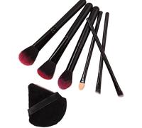 WENH Juego de 7 brochas de maquillaje portátiles de pelo suave negro