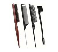 WENH Juego de cepillo y peine for el cabello con cerdas, Kit de estilismo con Control de bordes Unisex for alisar la espalda resbaladiza, cabello rizado y Normal, 4 Uds./5 uds.(4pcs set-B)