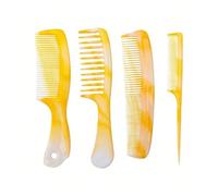 WENH Juego de peines for el cabello rosa de 4 piezas: peine multifuncional for el cabello, peine de dientes anchos, peine de dientes finos, peine de cola de ratón y peine de doble cabeza(Yollew)