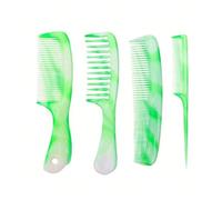 WENH Juego de peines for el cabello rosa de 4 piezas: peine multifuncional for el cabello, peine de dientes anchos, peine de dientes finos, peine de cola de ratón y peine de doble cabeza(Green)