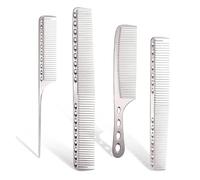 WENH Juego de peines profesionales for cortar el pelo, peine de aluminio, herramienta especial for peluquería, peine de cola, juegos de cuatro piezas for salón(Silver 4pcs)