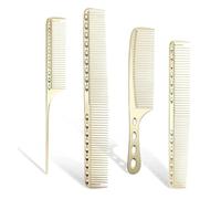WENH Juego de peines profesionales for cortar el pelo, peine de aluminio, herramienta especial for peluquería, peine de cola, juegos de cuatro piezas for salón(Gold 4pcs)