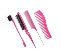 WENH Juego de peines y cepillos for peinar el cabello, con borde cardado y cola de rata for cabello rizado, liso, húmedo, seco, largo y corto.(Rose 4pcs QDEW)