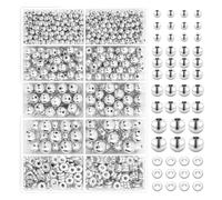 WENH Kit de 1000 cuentas espaciadoras doradas, redondas, lisas y sueltas, for hacer pulseras, manualidades, suministros for hacer joyas.(Silver)