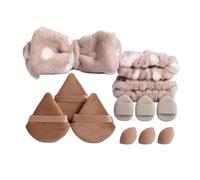 WENH Kit de 12 herramientas de maquillaje, esponjas de maquillaje de belleza for difuminar, adecuadas for líquidos, cremas y polvos, adecuadas for todo tipo de piel.(Khaki)