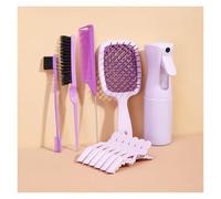 WENH Kit de peinado for el cabello de 11 piezas, peines desenredantes y antiestáticos, cepillo for bordes, pinzas for masaje del cuero cabelludo y botella pulverizadora, herramientas de peluquería for