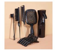 WENH Kit de peinado for el cabello de 11 piezas, peines desenredantes y antiestáticos, cepillo for bordes, pinzas for masaje del cuero cabelludo y botella pulverizadora, herramientas de peluquería for