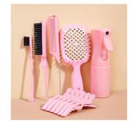 WENH Kit de peinado for el cabello de 11 piezas, peines desenredantes y antiestáticos, cepillo for bordes, pinzas for masaje del cuero cabelludo y botella pulverizadora, herramientas de peluquería for