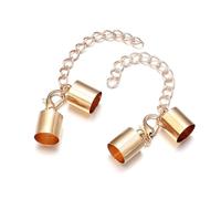 WENH Lote de 10 cierres de langosta con cordón de cuero de 3 a 10 mm, engarces, tapas de extremo, conectores de pulsera, cadena extendida for bisutería.(KC golden,4mm)