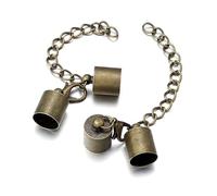 WENH Lote de 10 cierres de langosta con cordón de cuero de 3 a 10 mm, engarces, tapas de extremo, conectores de pulsera, cadena extendida for bisutería.(Antique bronze,9mm)