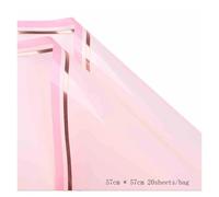 WENH Papel de regalo de flores con marco dorado rosa for San Valentín, papel impermeable for ramos, papel de regalo coreano for flores, 20 unidades(H 20sheets bag)