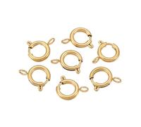 WENH Paquete de 5 unidades de broches de resorte circulares de acero inoxidable con ganchos y conectores for la creación de collares y otros accesorios de joyería.(Gold,12x14mm)