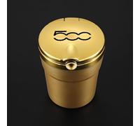 WENINETIES 1 Piezas Cenicero de Coche para Fiat 500e Elektro/Tipo Cross 2021-2024 2025, Cenicero con Tapa Portátil, Ignífugo, Accesorios para Interior de Vehículo Elegante y Resistente,Gold