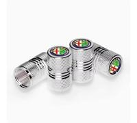 WENINETIES 4 Piezas Auto Tapones de Válvula de Neumático para Alfa Romeo Mito Giulietta 156 159 Giulia 8C GT 147 Tonale, Tapas de Metal para Válvula de Neumáticos Juego de Tapas,Silver
