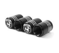WENINETIES 4 Piezas Tapas de Válvula de Coche para Abarth 595 2012-2016, Tapones de Válvula de Aleación de Aluminio Tapas de Cubierta de Polvo,Black