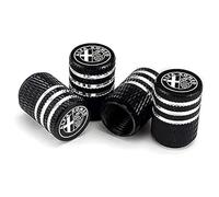 WENINETIES 4 Piezas Tapas de Válvula de Coche para Alfa Romeo Giulietta 2014-2021, Tapones de Válvula de Aleación de Aluminio Tapas de Cubierta de Polvo,Black