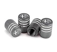 WENINETIES 4 Piezas Tapas de Válvula de Coche para Alfa Romeo Sportiva Mito Stelvio Giulietta Tonale Quadrifoglio GT GTV, Tapones de Válvula de Aleación de Aluminio Tapas de Cubierta de Polvo,Grey