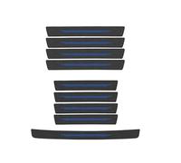 WENINETIES 9 Piezas Protector Umbral de Puerta para GMC Sierra Regular Cab Long Bed 2015-2025, Vinilo Estilo Fibra de Carbono Resistente Decoración Antideslizante,Blue