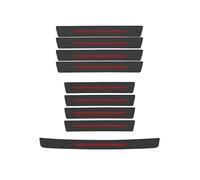 WENINETIES 9 Piezas Protector Umbral de Puerta para GMC Sierra Regular Cab Long Bed 2015-2025, Vinilo Estilo Fibra de Carbono Resistente Decoración Antideslizante,Red