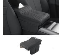WENINETIES Cojín Reposabrazos Consola Central para Alfa Romeo Junior 2024- Espuma Viscoelástica Protector Codo Caja Pañuelos Bolsillos Cuero Sintético,Black