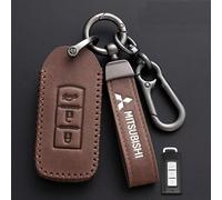 WENINETIES Funda para Llave de Coche para Mitsubishi Eclipse Cross GK I 2018-2021, Protección Total Anticaídas y Antiarranones Regalo Ideal para Hombre Coche Accesorios,Brown-A