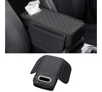 WENINETIES Funda Reposabrazos Coche para FIAT 500/500C/500E/Abarth 500 2007-2020 2021 2022, Cojín Consola Central Alfombrilla Almacenamiento Cuero Nappa Cómodo Negro,B