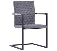 Wenjingqi Sillas de Comedor voladizas 2 uds Cuero sintético Gris Oscuro, Gris 281679