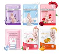 WENJLYJ 6 pares de máscaras de manos para manos secas agrietadas, guantes hidratantes nutritivos, hidratantes de manos para hidratación profunda, guantes hidratantes suaves y sedosos, juego de