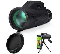 WENKA Juego de telescopio monocular para teléfono BAK4 Prisma, telescopio monocular de 80 x 100, zoom de aumento con soporte para teléfono y trípode para camping, viajes, caza, observación de aves,