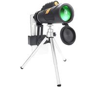 WENKA Monocular HD de alta potencia de 12 x 50 para observación de aves con soporte, trípode con clip de resorte, función de visión nocturna, camping, senderismo, telescopio monocular - Doble