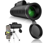 WENKA Monocular HD de alta potencia de 40 x 60 con soporte para smartphone y trípode, monocular impermeable para observación de aves, camping, senderismo, partido, telescopio monocular - Doble