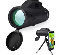 WENKA Monocular HD de alta potencia de 80 x 100 con soporte para smartphone y trípode, resistente al agua, para observación de aves, caza, camping, viajes, senderismo, telescopio monocular - Doble